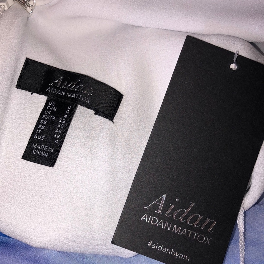 NWT Aiden Mattox Marine Mock Neck Shift Dress Size 0 Ruffle Mini - Picture 4 of 7
